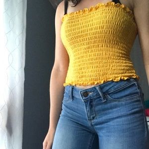 Yellow Ripped Tube Top